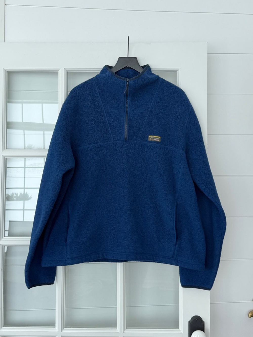 L.L. Bean Men's Blue Quarter-Zip Fleece Pullover